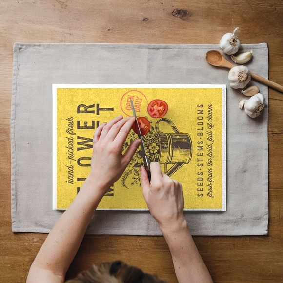 Yellow Flower Market Glass Kitchen Cutting Board - Picture 2 of 4